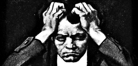 Kein glücklicher Mensch: Beethoven-Porträt (Postkarte, 1910)