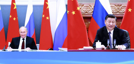 Chinas Staatschef Xi Jinping (r.) und sein russischer Amtskolleg...
