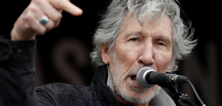 Roger Waters auf einer Solidaritätskundgebung für Julian Assange...