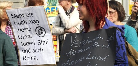 Antifaschistische Demonstranten in Eisenach (6.9.2014)