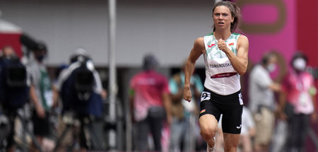 Unter Druck gesetzt? Kristina Timanowskaja beim 100-Meter-Sprint... Unter Druck gesetzt? Kristina Timanowskaja beim 100-Meter-Sprint...