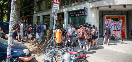 Protest vor der Gorillas-Zentrale in Berlin, die Arbeitsbedingun...