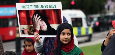 Protest von Geflüchteten aus Afghanistan in London (18.8.2021)