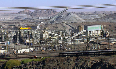 Die vom Rio-Tinto-Konzern betriebene Rössing-Mine in der Namib i...