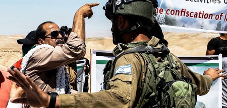 Protest gegen eine jüdische Siedlung bei Hebron in der besetzten...