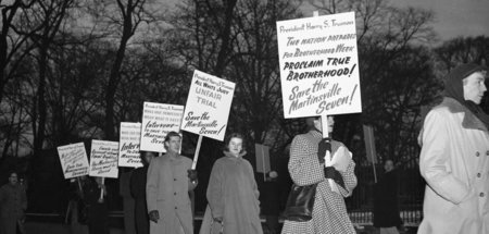 Demonstration am 30. Januar 1951 vor dem Weißen Haus in Washingt