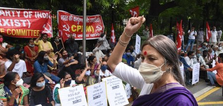 Auch in Neu-Delhi demonstrierten Mitglieder der CPI (M) am Freit...