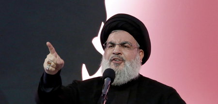Hisbollah-Generalsekretär Hassan Nasrallah bei einer Rede in Bei