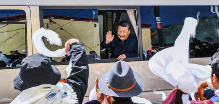 Der chinesische Staatspräsident Xi Jinping bei einem Besuch im a...