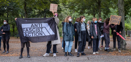 Gegendemonstrantinnen am Sonnabend in Berlin
