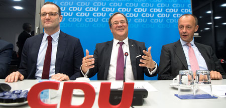 Jens Spahn, Armin Laschet und Friedrich Merz (Düsseldorf, 6.11.2...