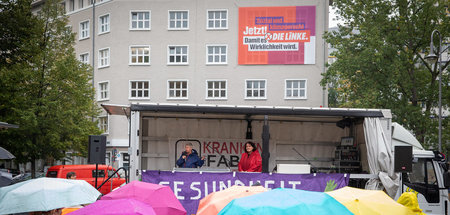 Kundgebung der Bln. Krankenhausbewegung 5. Okt. vor dem KL-Hau