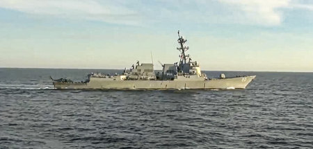 Der US-Zerstörer »USS Chafee«, zu sehen auf einem Ausschnitt aus