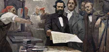 Karl Marx und Friedrich Engels in der Druckerei der Rheinischen ...