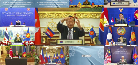 Auftakt zum virtuellen ASEAN-Gipfel mit dem leeren Bildschirm My...