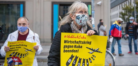 Kundgebung der Initiative »Unblock Cuba« am 17. Oktober 2020 vor...