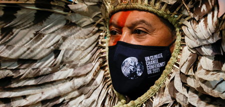Indigener Protest in Glasgow: Romancil Gentil Kreta aus Brasilie... Indigener Protest in Glasgow: Romancil Gentil Kreta aus Brasilie...