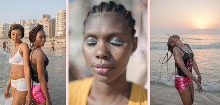 (l.) Der Strand Ramlat Al-Baida in Beirut bietet den Frauen ein ...