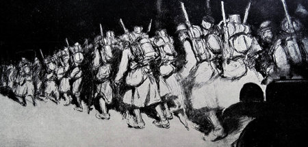 Französische Soldaten 1916 auf dem Weg zur Front in Verdun