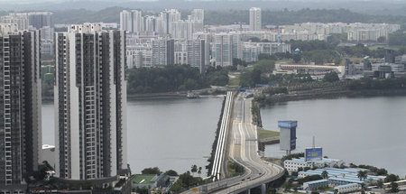 Singapore Causeway in Johor Bahru, Malaysia
