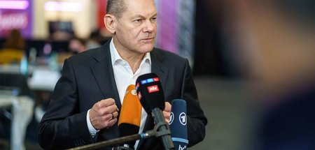 Olaf Scholz am Rande des Bundeskongresses der Jusos (Frankfurt a...