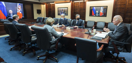 Videokonferenz im »Situation Room« des Weißen Hauses in Washingt...