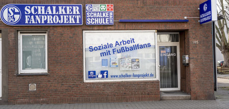Fanarbeit auf der Schalker Meile (Kurt-Schumacher-Straße, Gelsen...