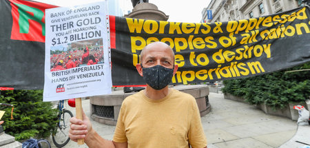 Protest vor der Zentrale der Bank of England in London (15.8.202...