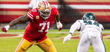 Ein Schutzwall mit 150 Kilogramm: Trent Williams (Nummer 71) von... Ein Schutzwall mit 150 Kilogramm: Trent Williams (Nummer 71) von...
