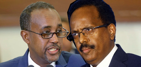 Somalias Premier Mohammed Hussein Roble (l.) und sein Gegenspiel...