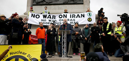 Antimilitarist – Jeremy Corbyn spricht bei einer Kundgebung ange...
