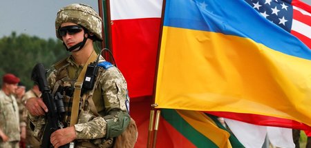 Region Lviv am 27. Juli 2021: Gemeinsames Manöver der USA, Polen...