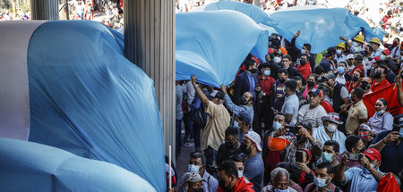 Unterstützer von Castro am Sonntag vor dem Kongressgebäude in de...