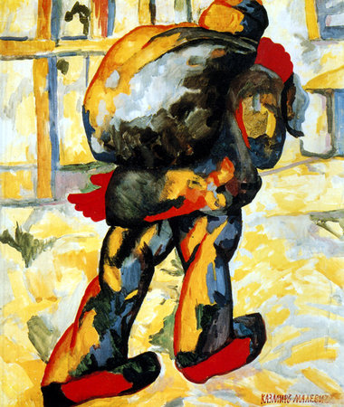 Mann mit Sack auf dem Rücken, 1911/12 gemalt von Kasimir Malewit...