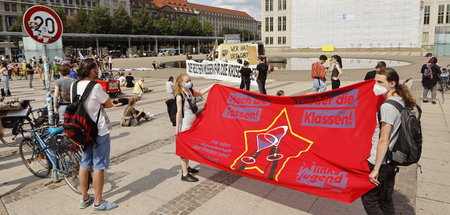 Aktion der Leipziger Linksjugend auf dem Augustusplatz (21.8.202...