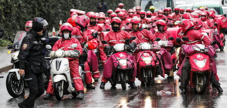 Protestaktion der Kurierfahrer am vergangenen Donnerstag in Ista...