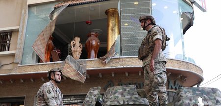 Soldaten nach einem Bombenanschlag in Beirut am 14. Oktober 2021