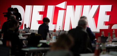 Mitglieder der Parteiführung beim Online-Bundesparteitag von Die...