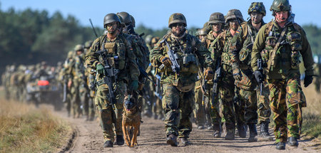 Im Anmarsch: Soldaten des Falschirmjägerregiments 26 (Klietz, 1....