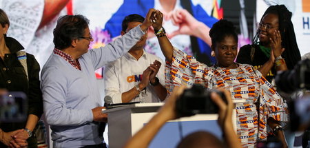 Gustavo Petro (l.) und Francia Márquez nach der Vorwahl des »His...
