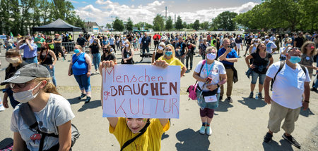 Kundgebung von Menschen aus der Veranstaltungsbranche in Frankfu...