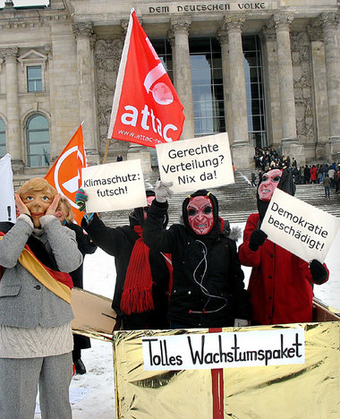 ATTAC-Protest vor dem Bundestag in Berlin (2. Januar 2009)