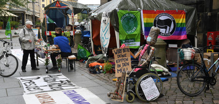 Klimacamp von Fridays for Future auf dem Dresdener Altmarkt (Dre...