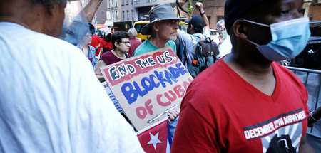 Protest in New York City gegen den US-Wirtschaftskrieg (Juni 202...