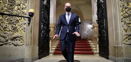 Olaf Scholz nach einem Auftritt im »Cum-Ex«-Untersuchungsausschu...