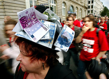 Protest von Frankfurter Bankangestellten in der Tarifrunde 2008