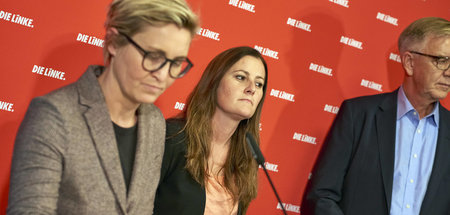 Ratlos: Susanne Hennig-Wellsow, Janine Wissler und Dietmar Barts...