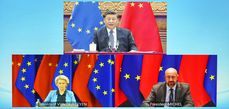 Gipfel ohne offizielle Erklärung: Chinas Präsident Xi Jinping (o... Gipfel ohne offizielle Erklärung: Chinas Präsident Xi Jinping (o...