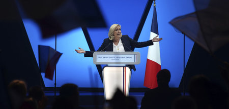 Marine Le Pen, Präsidentschaftskandidatin der faschistischen Par...