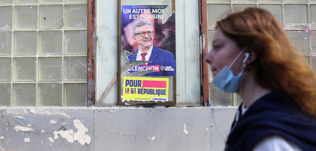 Es fehlten die Stimmen der KP: Wahlplakat von Jean-Luc Mélenchon...